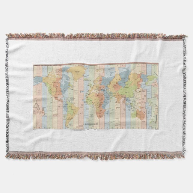 Manta Mapa de husos horarios del mundo (Anverso)