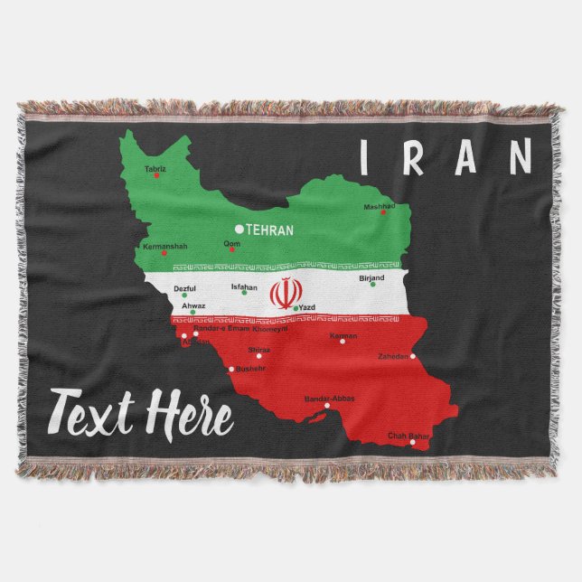 Manta Mapa de Irán con bandera y emblema (Anverso)