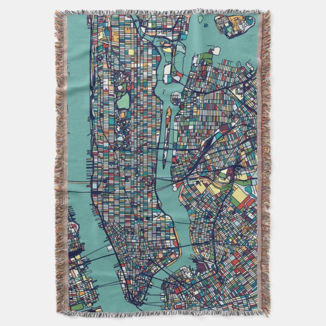 Manta Mapa de Manhattan Nueva York (Frente vertical)