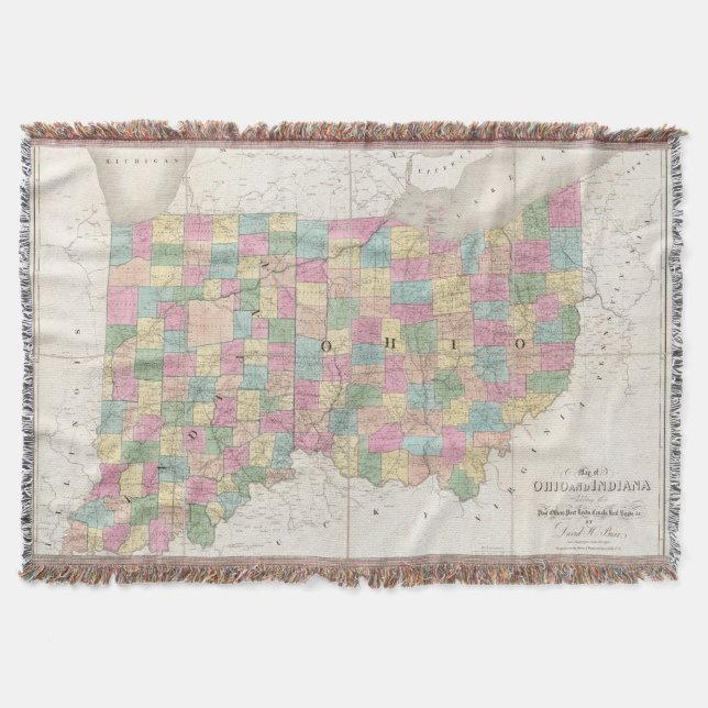 Manta Mapa de Ohio y de Indiana (Anverso)
