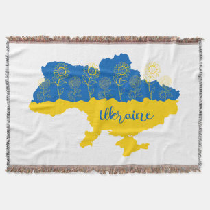 Manta Mapa de Ucrania con girasol y bandera ucraniana