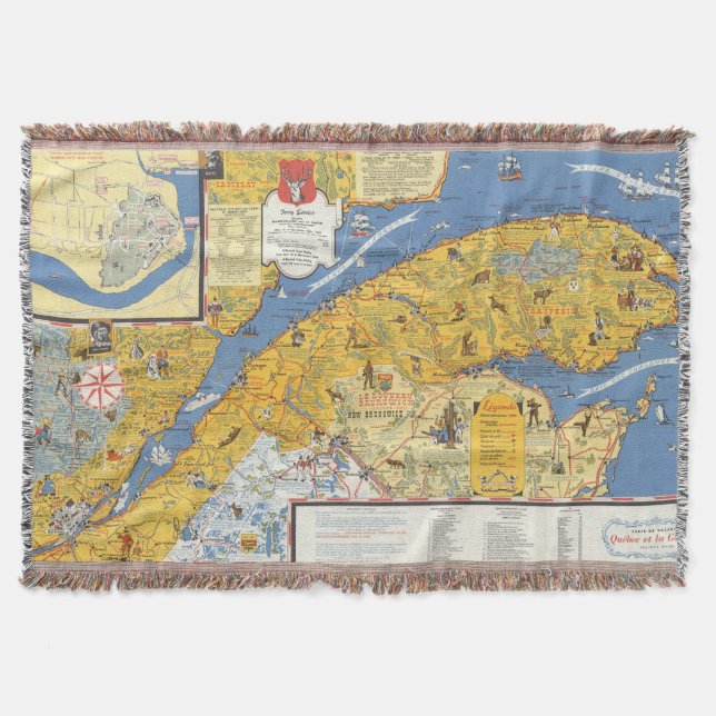 Manta Mapa de Vacanes, Quebec, Gaspesie (Canadá) (Anverso)