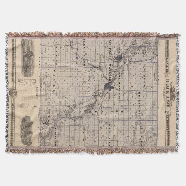 Manta Mapa del condado de Black Hawk, estado de Iowa (Anverso)