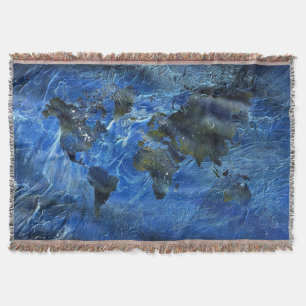 Manta Mapa del mundo de acrílico azul de Swirly