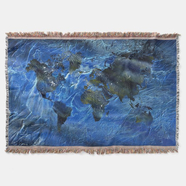Manta Mapa del mundo de acrílico azul de Swirly (Anverso)