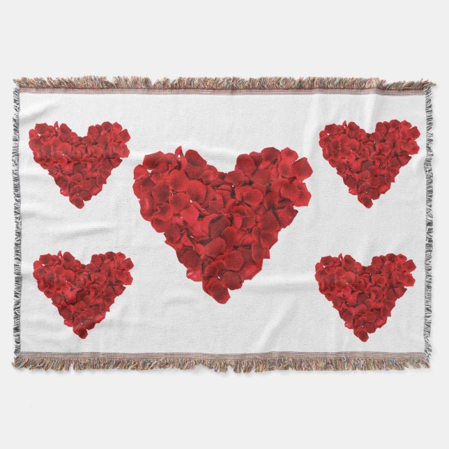 Manta Mapa del patrón romántico del corazón rojo (Anverso)