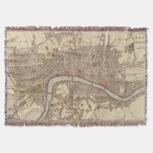 Manta Mapa del vintage de Londres Inglaterra (1807)