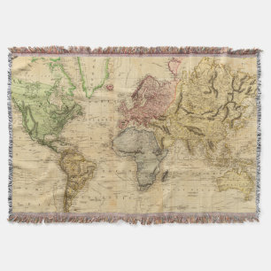 Manta Mapa del vintage del mundo (1831)