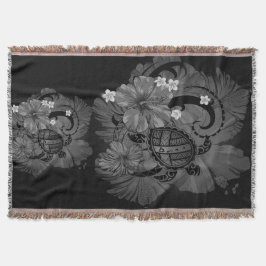 Manta Mapa hawaiano de la gran tortuga Hibiscus Plumeria