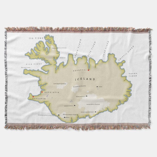 Manta Mapa ilustrado de Islandia (Anverso)