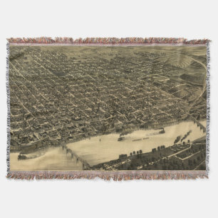 Manta Mapa ilustrado del vintage de Little Rock (1887)