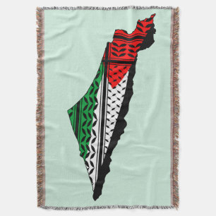 Manta Mapa palestino con bandera y patrón de Keffiyeg