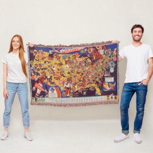 Manta Mapa Todo-Americano del fútbol del vintage