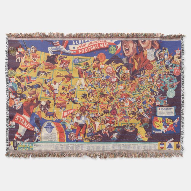 Manta Mapa Todo-Americano del fútbol del vintage (Anverso)