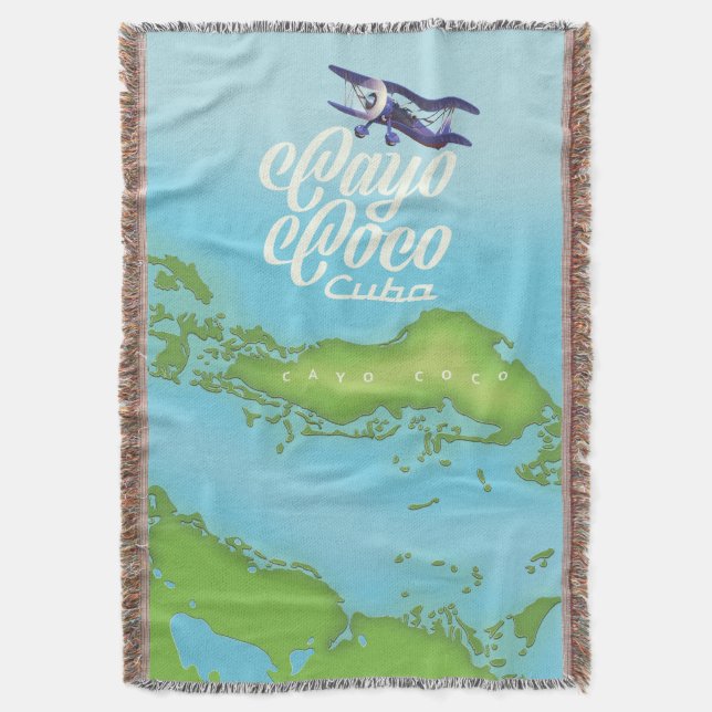 Manta Mapa vintage de Cayo Coco Cuba. (Frente vertical)