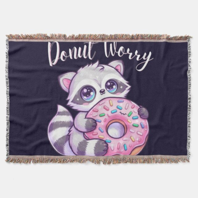 Manta Mapache Kawaii Donut No Te Preocupes  (Anverso)