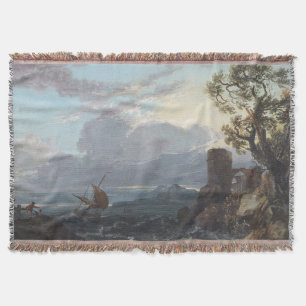 Manta Mar de tormenta con ruinas y figuras de castillo (