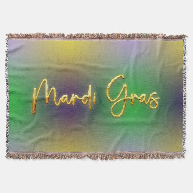 Manta Mardi Gras Amarillo, Púrpura, Verde (Anverso)