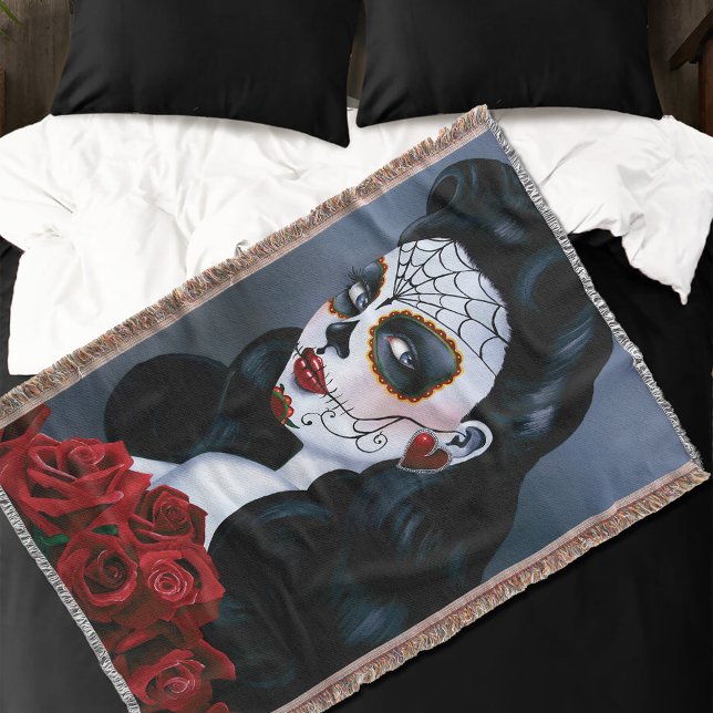 Manta Maria Sugar Skull Red Roses (Subido por el creador)
