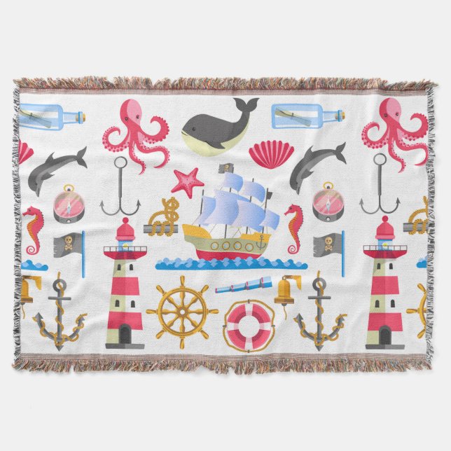 Manta Marine Life Throw Blanket (Anverso)