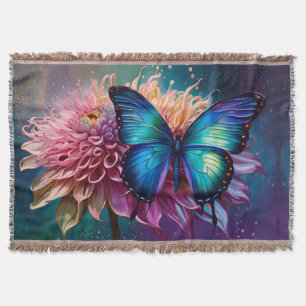 Manta Mariposa azul y Dahlia