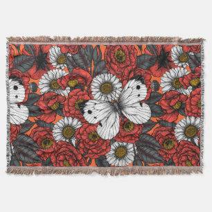 Manta Mariposa blanca y rosas