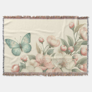 Manta Mariposa floral/primavera de estilo vintage