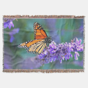 Manta Mariposa monarca en la flor de lilo púrpura
