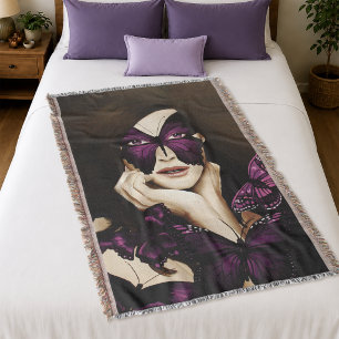 Manta Mariposa Morada Mascarada Mujer Elegante Fantasía