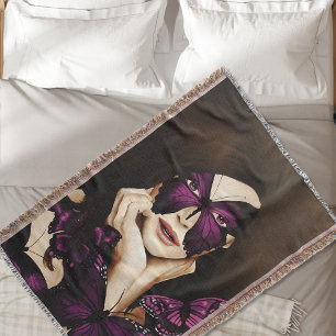 Manta Mariposa Morada Mascarada Mujer Elegante Fantasía