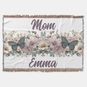 Manta Mariposa verde y floral vintage para mamá