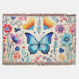 Manta Mariposa y Jardín de flores silvestres