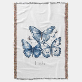 Manta Mariposas en azul Delft, personalizable