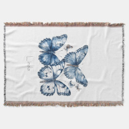 Manta Mariposas en azul Delft, personalizable