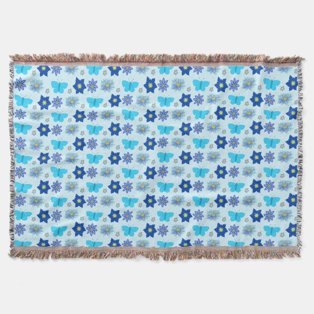 Manta Mariposas y flores Blue Baby Boy (Anverso)