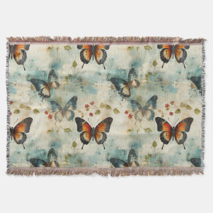 Manta Mariposas y flores de época coloridas (7)