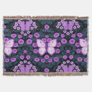 Manta Mariposas y simetría floral, violeta y azul