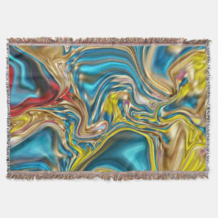 Manta mármol abstracto giratorio amarillo azul turquesa