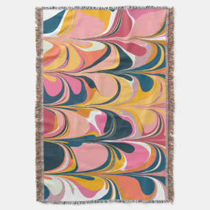 Manta Mármol abstracto moderno nadando en rosa y amarill