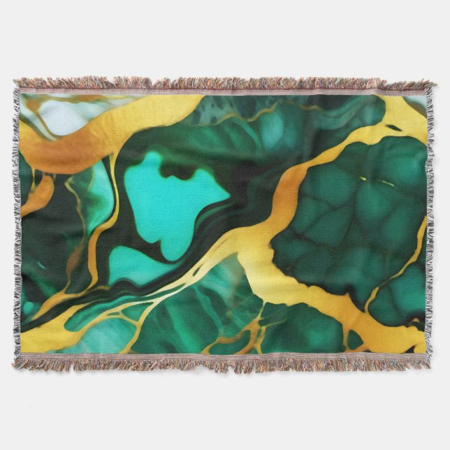 Manta Mármol negro verde amarillo dorado (Anverso)