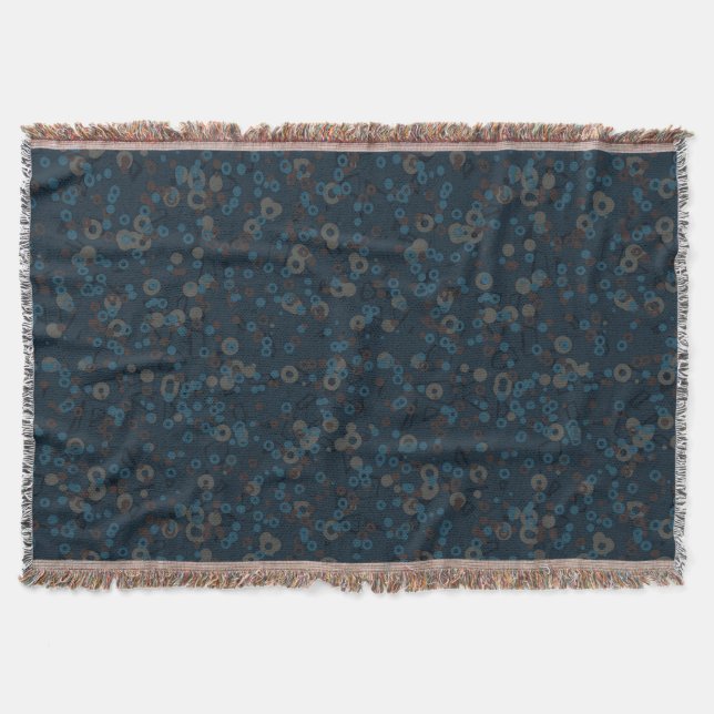 Manta marrón beige azul geométrico (Anverso)