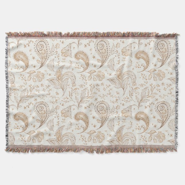 Manta Marrón Crema Boho Bohemio (Anverso)