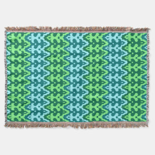 Manta Marroquí Ikat Damask, Turquoise & Jade Green