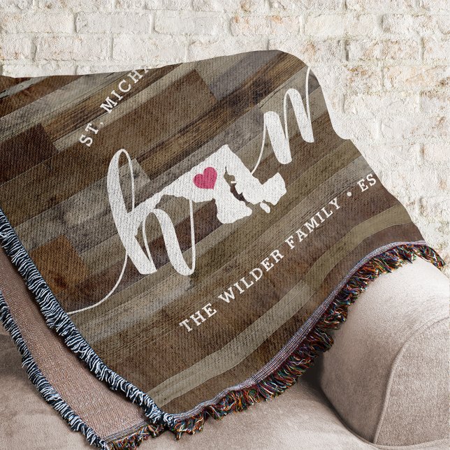 Manta Maryland Home State Personalizado Wood Look (Subido por el creador)