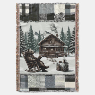 Manta Masa Rustic Bear Cosy Cabin Book Lover Throw