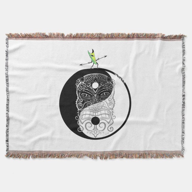 Manta Máscara de guerrero de Yin Yang Tiki (Anverso)