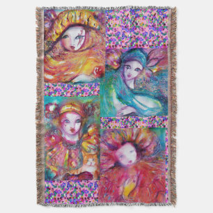 MANTA MÁSCARAS DE CARNAVAL AZUL, ROJAS Y AMARILLAS CON C