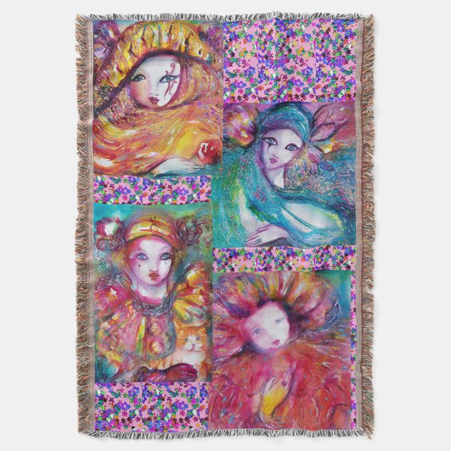 MANTA MÁSCARAS DE CARNAVAL AZUL, ROJAS Y AMARILLAS CON C (Frente vertical)