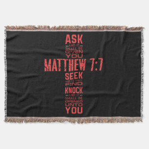 Manta Mateo 7:7 Biblia Verse Cross