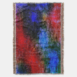 Manta Material azul y rojo desollado con "pintura al óle
